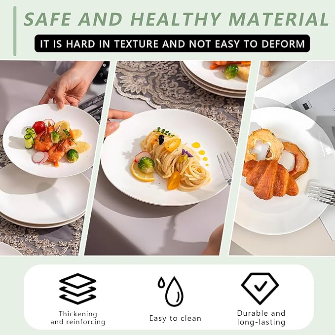 Dessert Plates Set of 6, White Appetizer Plates, 8 Inch Ceramic Dinner Plates for Salad, Bread, Cake, Fruit, Microwave and Dishwasher Safe (8 inch, 6 pack)