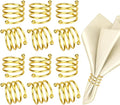 Gold Napkin Rings Sets of 12, Thanksgiving Fall Christmas Party Table Decorations Metal Napkin Holders Birthday Wedding Holiday Dinning Table Decor Gifts Idea for Home Host Family Gatherings