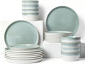 Dinnerware Sets for 8, Ceramic Plates and Bowls Set, Modern Artisan Dish Set, Microwave & Dishwasher Safe Dishware Set, Chip & Scratch Resistant Dinner Sets, Gradient Green