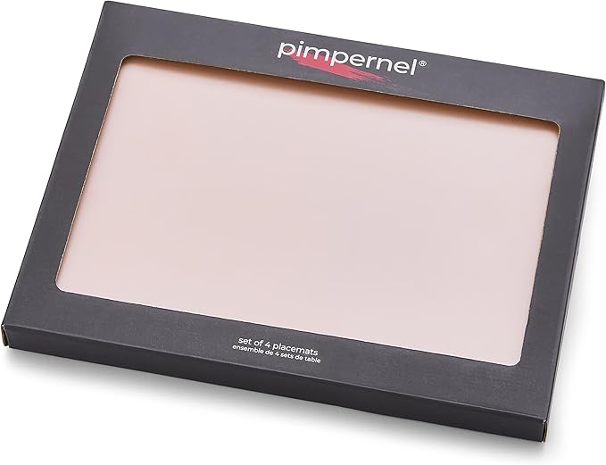 Pimpernel Millennial Pink Placemats, Set of 4 – (15.7" x 11.7") Elegant Blush Rose Dining Table Mats with 5mm Cork Backing, Heat & Stain Resistant Lacquer Finish, Rectangular Design