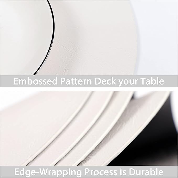 Embossed PU Leather Placemats, Waterproof Coffee Coasters, Kitchen Table Mats, Easy to Wipe Off for Dining Round Table