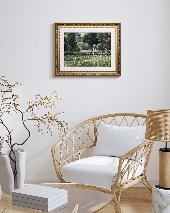 InSimSea Gold Picture Framed Wall Art, Living Room Bedroom Vintage Wildflower Field Gallery Canvas Print Wall Decor, Home Farmhouse Decor, Antique Paintings with Frames 13x16inch