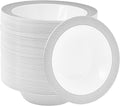 JOLLY CHEF 100 Pack Plastic Bowls with Silver Rim, 12 oz Disposable Soup Bowls, Heavy Duty Dessert Bowls for Weddings, Party, Dinners, Catering, Christmas and Everyday Use