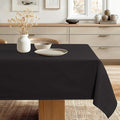JIUZHEN Rectangle Tablecloth Linen Textured Wrinkle Stain Resistant Farmhouse Table Cloth Decorative Fabric for Kitchen, Dining, Party, Wedding,Outdoor Use,54 x 80 Inch,Black