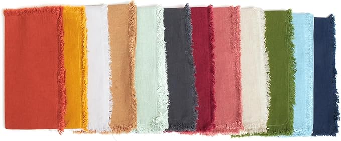 ACCENTHOME Cotton Rust Cotton Linen Napkin Set of 6 18x18 inch Dinner Napkins - Washable Soft Premium Hotel Quality Reusable Napkins Perfect Table Napkins for Family Dinners, Weddings & Everyday Use