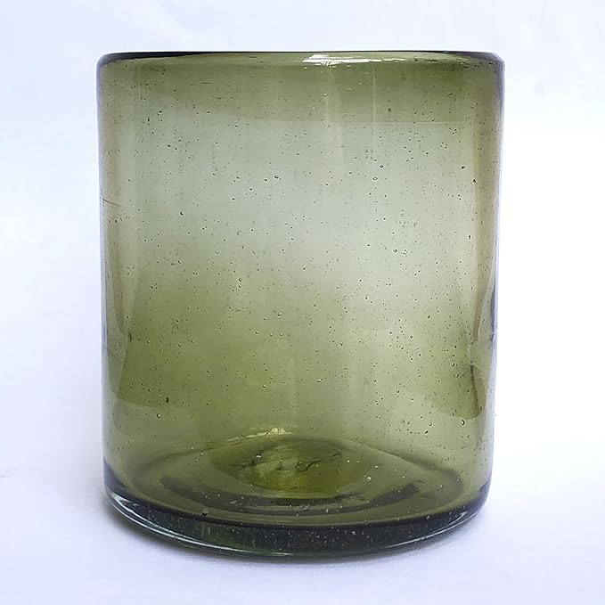Solid Olive Green 9 oz Short Tumblers (set of 6), Recycled Glass, Lead-free, Toxin-Free (9oz Tumbler)