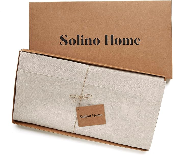 Solino Home Linen Tablecloth 60 x 132 Inch - 100% Pure Linen Light Natural Table Cloth for Rectangular Tables - Athena, Machine Washable Cloth Tablecloth for Spring, Easter