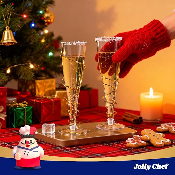 JOLLY CHEF 50 Pack Plastic Champagne Flutes Disposable 4.5 oz Clear Plastic Champagne Glasses Suitable for Wedding, Thanksgiving Day, Christmas