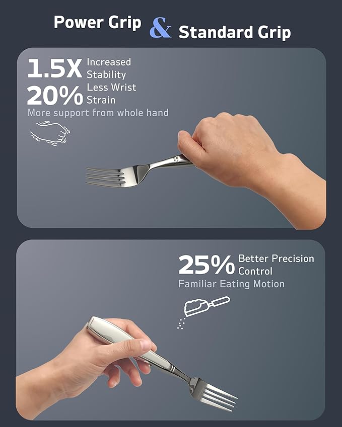 4-Piece Weighted Utensils for Tremors and Parkinson's (7 oz Each) - Weighted Silverware for Hand Tremors, Adaptive Utensils for Elderly