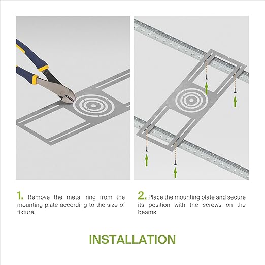 ASD 48 Pack New Construction Mounting Plate with Symmetric Round Hole - 3-4-6" Flat Steel Rough-in Wafer Light Bracket, LED Recessed Lighting Housing