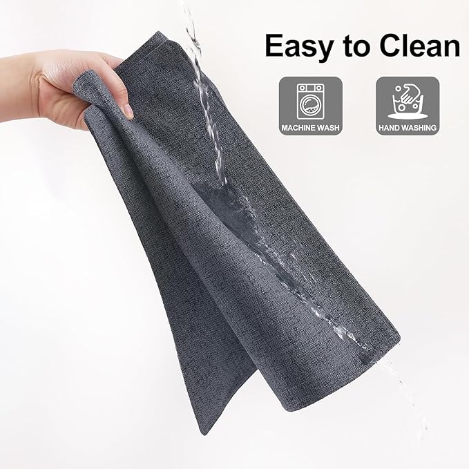 Homaxy Cloths Placemats for Dining Table Set of 8, Heat Resistant Washable Cotton Linen Blend Table Mats, Easy to Clean Place Mats for Indoor Outdoor Party Kitchen Decoration, 13" x 19", Charcoal Gray