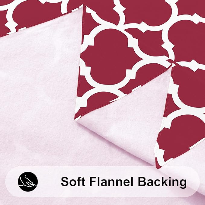 Smiry Rectangle Table Cloth, Waterproof Vinyl Tablecloth with Flannel Backing for Rectangle Tables, Wipeable Spillproof Plastic Tablecloths for Dining, Camping, Indoor and Outdoor (60"x102", Burgundy)