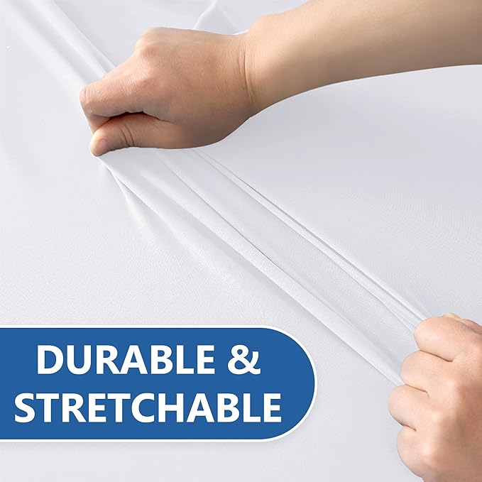 Stretch Spandex Table Covers for 4 Foot Tables-6 Pack White Fitted Table Cloth for Rectangle Folding Table Protector for Party, Vendor Booth Display, Banquet Buffet Event, Craft Trade Show