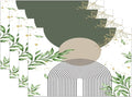 Boho Sage Green Placemats Abstract Bohemian Mid Century Modern Gold Leaves Plant Olive Grey Minimalist Washable Place Mats 12x18Inch for Dining Kitchen Farmhouse Decor 6 PCS