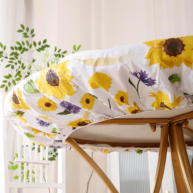 Walrus Round Vinyl Fitted Tablecloth with Flannel Backing Elastic Edge Design Table Cover Waterproof Oil-Proof PVC Table Cloth Stain-Resistant Best for 32"-36" Round