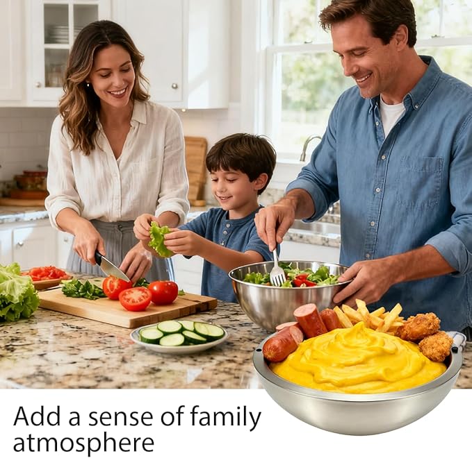 Dip Chiller Bowl Large 35oz Capacity Stainless Steel Double Walled Insulated Ice Serving Bowl Insulated Dip ice bowl Parties Salsa Condiments Salad & Food Hot or Cold Sauces Guacamole