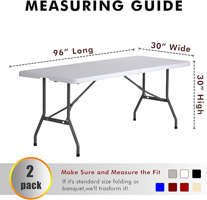 Nasitos 2 Pack 8' Fitted Table Cloth for Rectangular Table Purple Trade Show Table Covers-Open Back Valentines Tablecloth Washable and Wrinkle Resistant Table Cloth, Parties, Buffet, Baby Shower