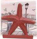 Nautical Starfish Lunch Dinner Metal Napkin Holder Kitchen Beverage Cocktail Ocean Coastal Napkin Holder By The Metal Magician (Distressed Red)