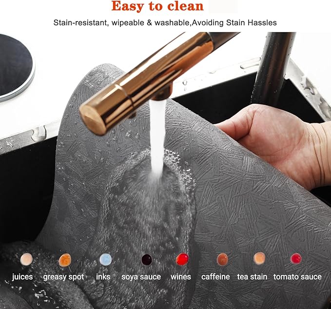 Vinyl Placemats Set of 6 Heat Resistant Easy Clean Non-Slip Place Mats for Dining Table Faux Leather Waterproof Stain Resistant Wipeable Washable PVC Table Mats(6, Gray)