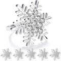ZeeDix Christmas Silver Snowflake Napkin Rings Set of 6, Napkins Ring for Dinning Table - Rustic Dinner Tables Decoration for Wedding Receptions Christmas Thanksgiving Holiday Party Dinner Parties