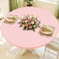 Round Spandex Valentines Day Tablecloth, Elastic Fitted Waterproof Tablecloths for 57"-68" Tables, Stretch Washable Picnic Table Cover for Camping, Dining, Indoor and Outdoor, Pink