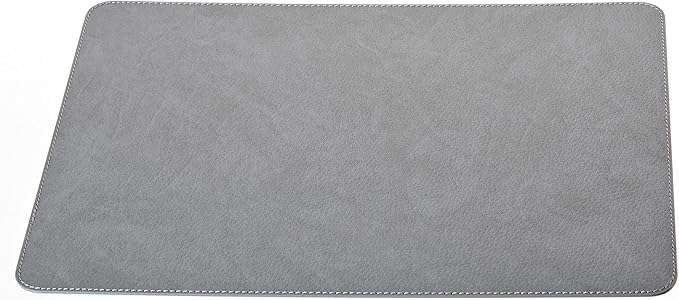 Nikalaz Set of 6 Placemats Made of Recycled Leather (18"x13", Dirty Grey)