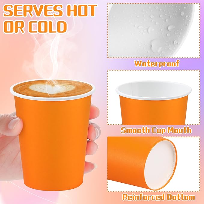 URATOT 60 Pieces 9 Ounce Disposable Paper Cups Party Cups Drinking Cups for Party, DIY and Holiday, 6 Colors