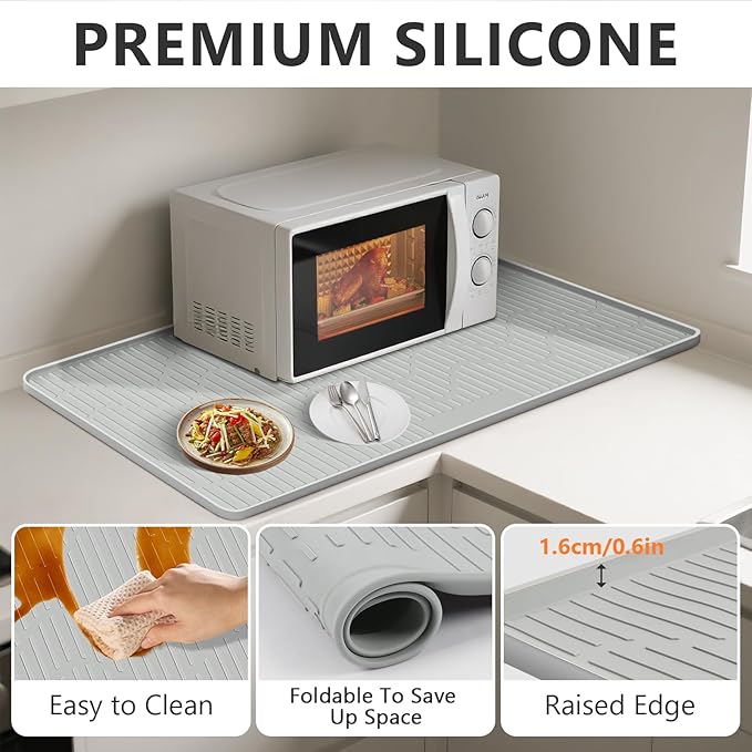 28" x 22" Heat Resistant Mat for Countertop Lanstics Silicone Baking Mat Non-Slip Air Fryer Mats Multipurpose Countertop Protector Microwave Mats Fire Resistant Mat Place Mat for Kitchen Counter