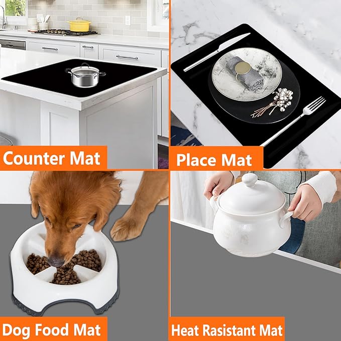 47.3''x23.6''(120cmx60cm) Extra Large Silicone Mat for Kitchen Counter, Heat Resistant Countertop Protector, Non-Slip Waterproof Kitchen Island Mat, Easy to Clean, Lake Blue