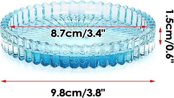 JUXYES 5 Pack Clear Blue Crystal Coasters Round Cup Mat, Glass Coasters for Drinks Coffee Tea Wine, Decorative Wine Bottle Coaster, Crystal Drink Coasters for Restaurant bar Kitchen Dining Table