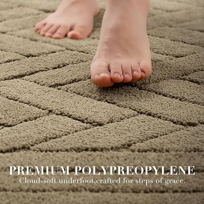Kitchen Rugs,20" x 48" Non Slip Kitchen Mats for Floor-Thick Stain Resistant Kitchen Floor Mat Runner Carpet for Hallways Entryway Laundry Room Washable(Khaki)