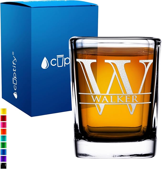 Personalized Square Shot Glasses Engraved 2oz Initial and Name Custom Gifts, Weddings, Birthdays, Party, Event, Decorations