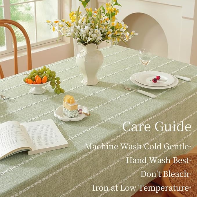 Zobesta Sage Green Table Cloth Square 60 x 60 Inch, Cotton Green Linen Tablecloth Square Heavy Weight Washable Farmhouse Soft Boho Tablecloth for Party, Holiday, Picnic, Dining, Outdoor,Fall