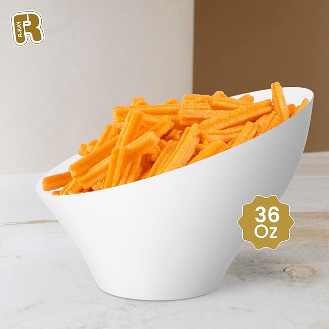 R-kay 6 Pack Large Plastic Bowls - Premium White bowls - Plastic Serving Bowls Heavy Duty For Weddings Catering, Parties, And All Occasions 36 Oz (White, Large)