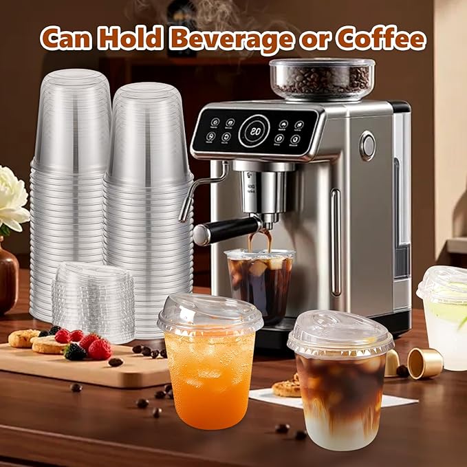 50 Pack 12 oz Clear Plastic Cup With Sip Lids ,Thickened Disposable Iced Coffee Cups for To Go Cold Drinks Latte Juice Smoothie Slushie Milkshake For Drink Shop Parties Events, Leakproof & BPA-Free