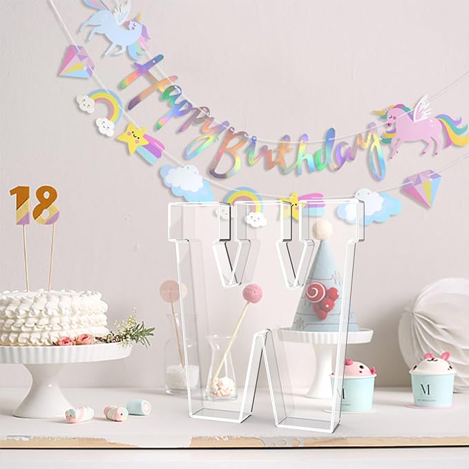 11" Acrylic Letter Charcuterie Tray, Charcuterie Letters Fillable Box for Food, Reusable Serving Cake Candy Dish Display Tray for Birthday Anniversary Party Decoration (Letter W)