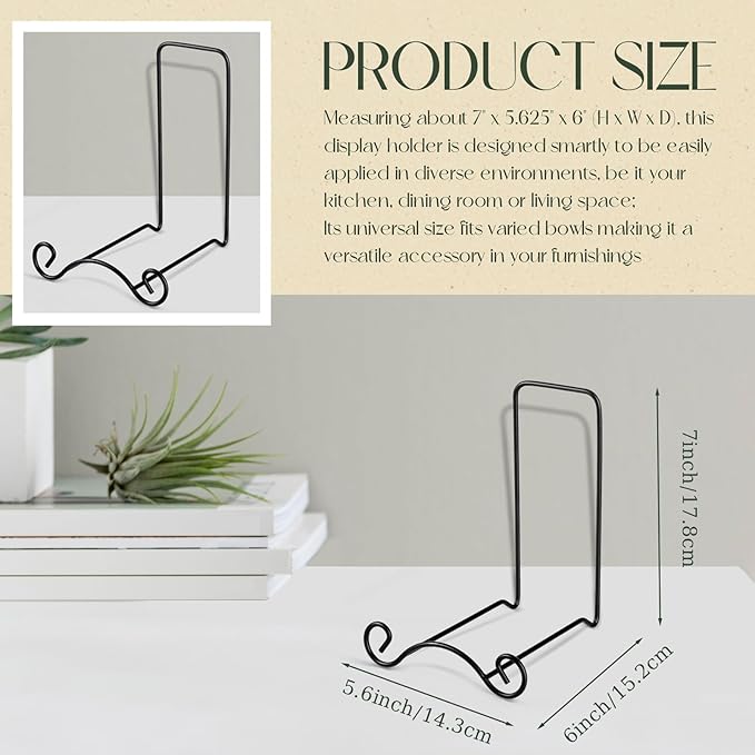 Baderke Wrought Iron Bowl Deep Platter Stand Detachable Metal Scroll Display Rack Easel Metal Bowl Display Stand Decorative Holder Dish Picture Easel(Black,1 Pcs)