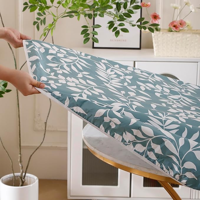 Walrus Round Vinyl Fitted Tablecloth with Flannel Backing Elastic Edge Design Table Cover Waterproof Oil-Proof PVC Table Cloth Stain-Resistant Best for 32"-36" Round
