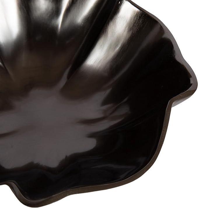 Kate and Laurel Flutte Scalloped Decorative Metal Serving Bowl, 10 x 10 x 3, Black Nickel, Modern Wavy Fruit Bowl for Kitchen Counter or Use as Tabletop Storage for an Entryway Table