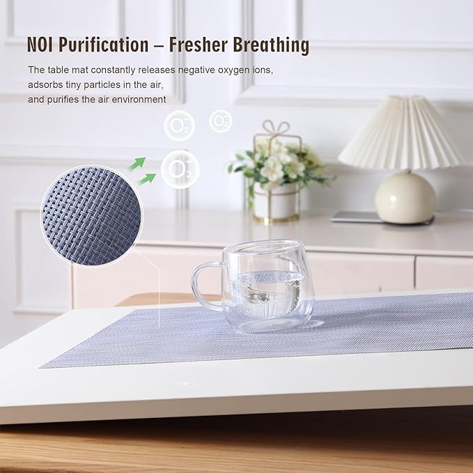Nano-Air Color Mat:Temp-Triggered Placemat, Negative Ion & Eco-Friendly Nano Material,Fall Placemat& Kitchen Table Mats,Self-Cleaning&Easy-Clean,(≤25℃ Blue/≥35℃ Red)