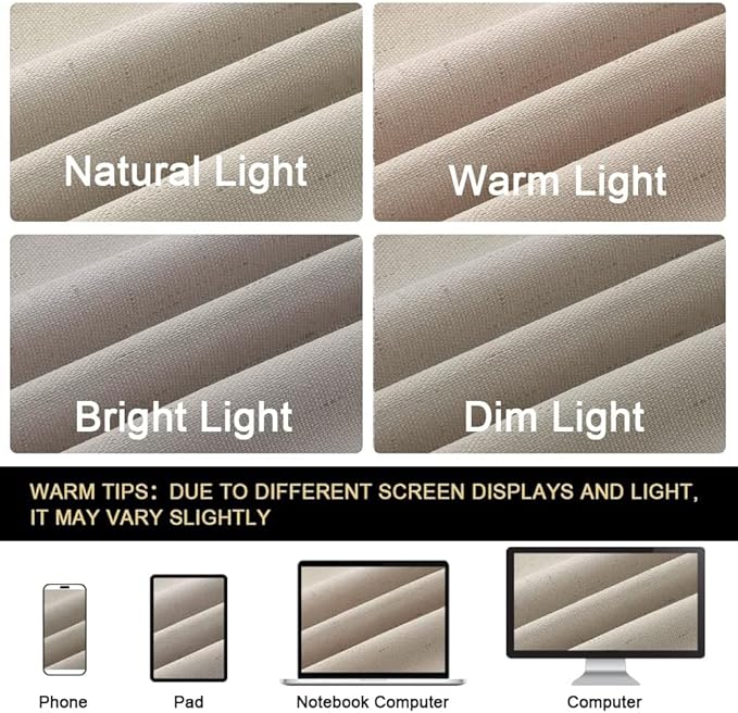 PrinceDeco Linen 100% Blackout Curtains for Bedroom/Living Room Reduce Noise Light Blocking Window Curtains Drapes for Boho Home Decor, Linen Look Fabric with White Liner (52 x 90 Inch,Cobblestone)