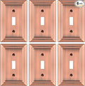 Antique Copper Light Switch Cover Plate Decorative Metal Switch Plates Outlet Cover, 1-Gang Wall Plate for Electrical Outlets (Single Toggle, 6 Pack)