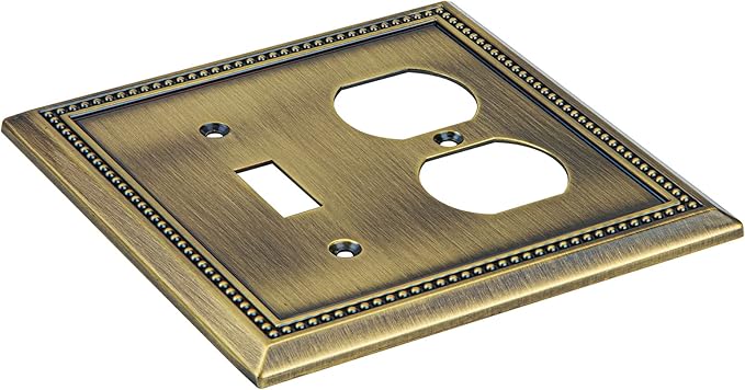 Henne Bery Sunken Pearls Heavy Duty Decorative Wall Plate Switch Plate Outlet Cover (Toggle/Duplex, Antique Brass)