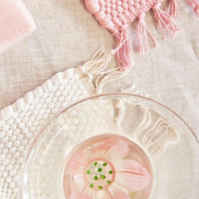 PILLOWPIA Handcrafted Chindi Rag Rug Hot Pad – 100% Cotton, Handwoven, Colorful & Eco-Friendly | Boho Kitchen Accessory for Table, Counter, or Serving Use - Heavy Cream