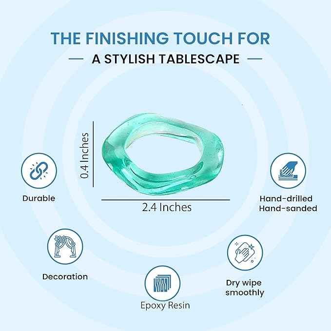 CLEENTABLE Epoxy Resin Spring Napkin Rings Set of 12 - Irregular Napkin Holders for Dining Table, Party Decor, Weddings, Everyday Use, Elegant Tabletop Accents (Multi Pastel)
