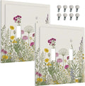 Decorative Light Switch Cover Wildflower Botanical Plant Herbs Flower 2 Gang Wall Plate Double Toggle Switch Plate Receptacle Electrical Outlet Cover Switchplate for Bathroom Livingroom（2 Pack）