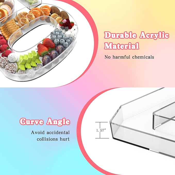 11" Acrylic Number Charcuterie Tray, Fillable Number Charcuterie Box for Food, Reusable Serving Cake Candy Dish Display Tray for Birthday Anniversary Party Decoration (Number 7)