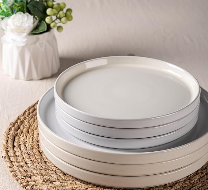 AmorArc Ceramic Dinnerware Set | Stoneware Plates and Bowls | Scratch Resistant,Dishwasher & Microwave Safe Dishes Sets-beige 2