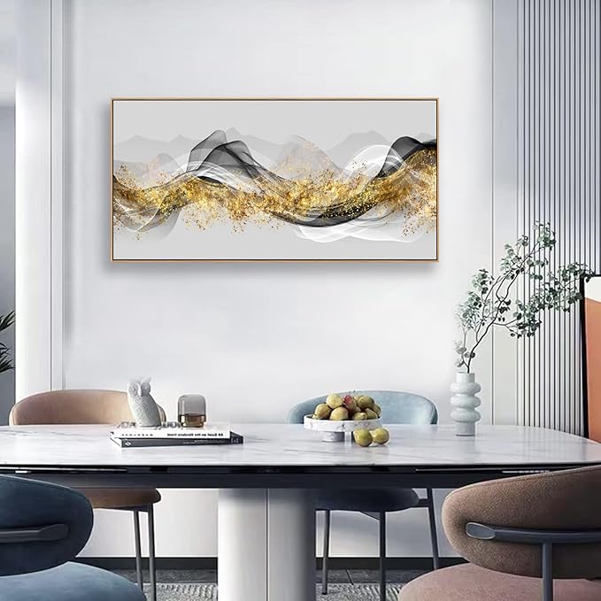 Tucai Decor Wall Art Modern light Luxury Abstract Gold ink Landscape Canvas Wall Art for Living Room Bedroom Color Pictures Artwork Home Decor Canvas Print Wall Decor Ready to Hang 30x60inch (Framed)