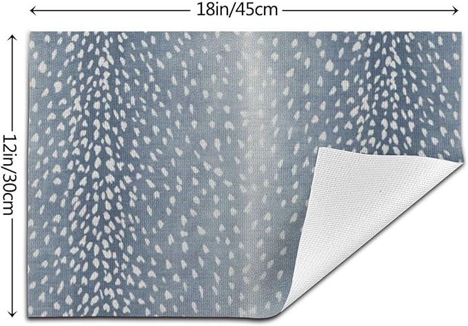 Navy Blue Antelope Placemats Set of 4, 12x18 Inches Blue Animal Skin Print Decorative Rectangle Table Mats for Party Home Kitchen Dining Table Decoration
